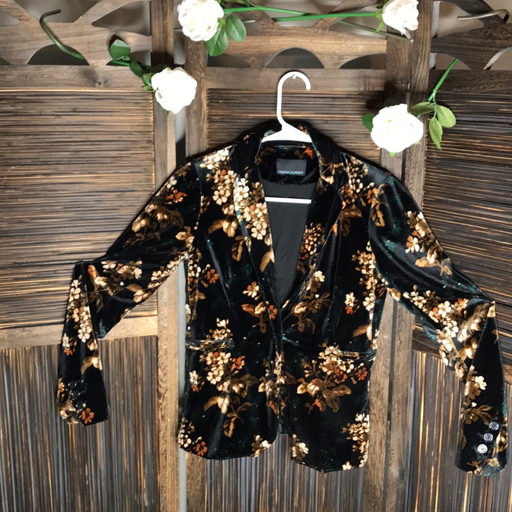 Velvet floral Cynthia Rowley blazer